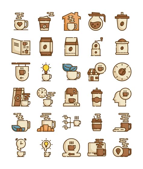 set of coffee filled outline 10853071 Vector Art at Vecteezy