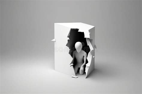 Sad Man Black and White Abstract Art Illustration Generative AI Stock ...