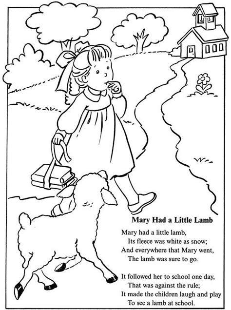 Mary Had A Little Lamb Nursery Rhyme Coloring Sheet – Worksheets Samples