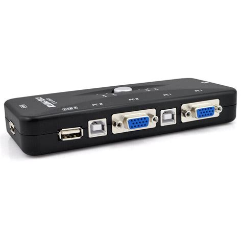 USB 2.0 KVM Switch 4 Port For Mouse Keyboard HUB VGA Monitor Sharing | eBay