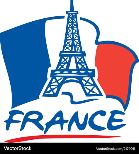 Paris eiffel tower design and france flag Vector Image