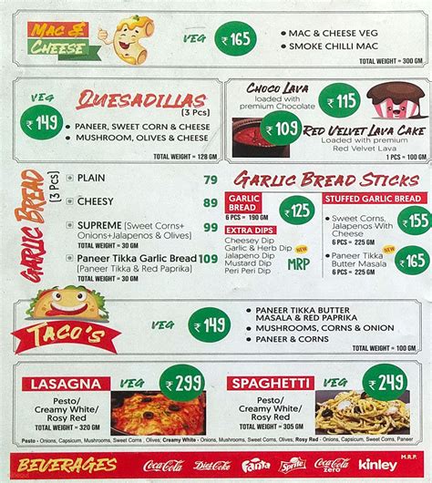 Menu of La Pino'z Pizza, Waghodia, Vadodara | Dineout