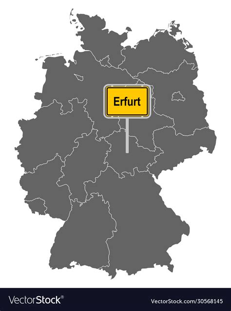 Map germany with road sign erfurt Royalty Free Vector Image