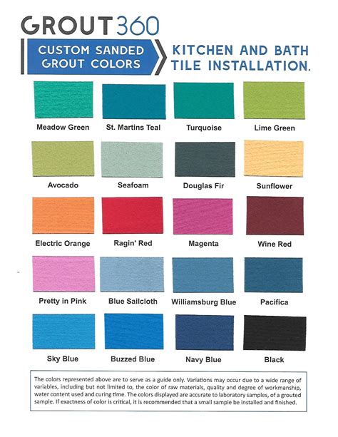 Color Chart for Grout | Grout color, Coloured grout, Color lines