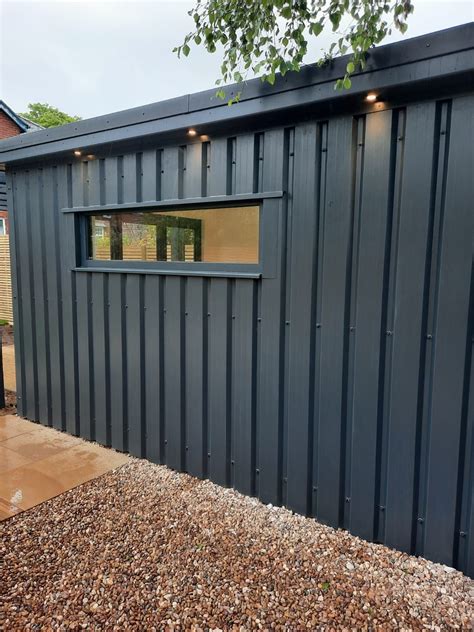 Box profile cladding in anthracite | Shed cladding, Cladding, Aluminum ...