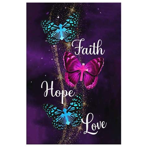 Christian Wall Art: Faith Hope Love Butterfly With Cross Canvas Art ...