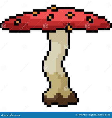 Vector pixel art mushroom stock vector. Illustration of pixel - 139057409