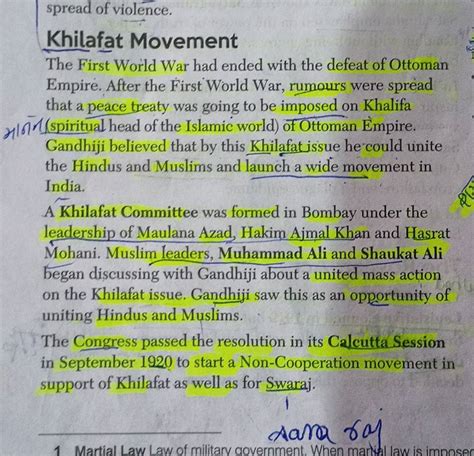 spread of violence. Khilafat Movement The First World War had ended with