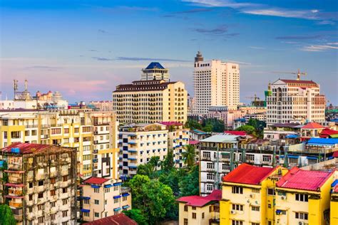 Yangon Skyline stock image. Image of relic, scene, evening - 62142979