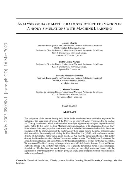 (PDF) Analysis of Dark Matter Halo Structure Formation in N-body ...