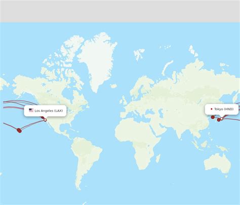 All flight routes from Los Angeles to Tokyo, LAX to HND - Flight Routes