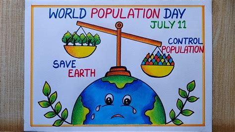 World Population Day drawing easy| World population day poster drawing ...