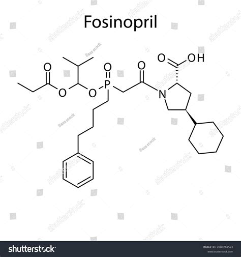 Fosinopril Molecular Structure Flat Skeletal Chemical Stock Vector ...