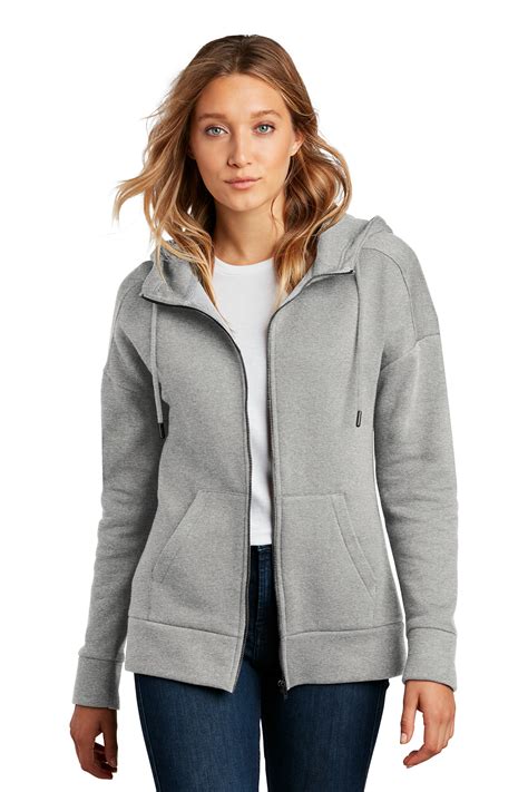 District Women’s Perfect Weight Fleece Drop Shoulder Full-Zip Hoodie ...