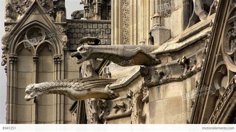 Gargoyles Watch Over Paris, France From Notre Dame Cathedral. 4K Stock ...