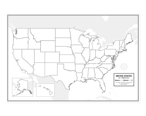 Buy Large Blank United States Outline , Laminated, 36” x 24” | Great ...