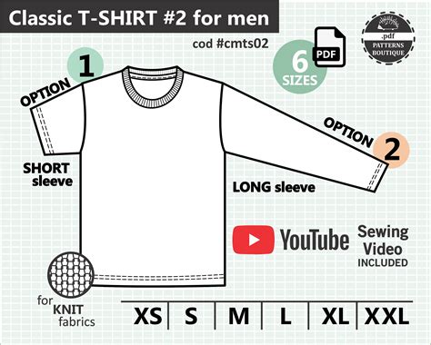 T-shirt for Men / PDF Sewing Pattern / 6 Sizes: Xs to Xxl / - Etsy