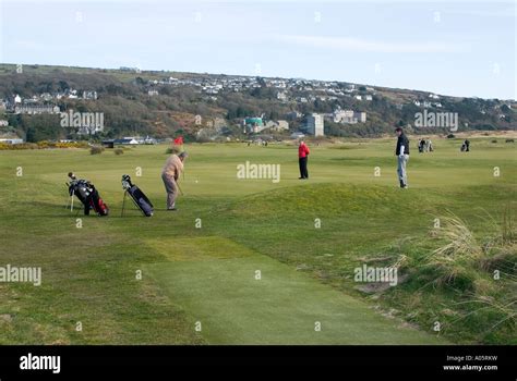 Golfers Harlech Golf Club North West Wales Stock Photo - Alamy