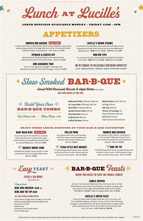 Menu at Lucille's Smokehouse Bar-B-Que, Las Vegas, W Charleston Blvd