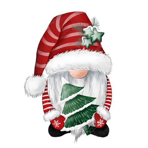 Christmas Gnome Holding Christmas Tree Cute Illustration, Christmas ...