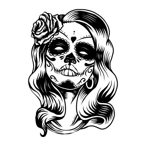 Lady sugar skull 13107707 Vector Art at Vecteezy