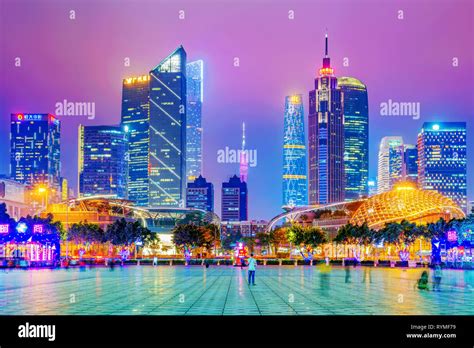 GUANGZHOU, CHINA - OCTOBER 18: This is a night view of the Guangzhou ...