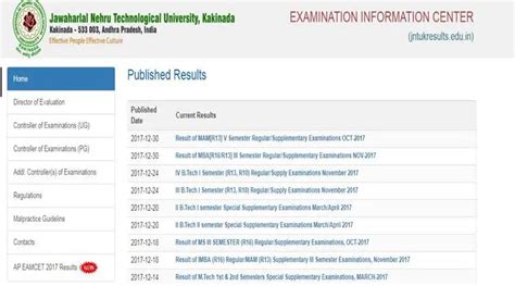 JNTUK BTech 2-1 Results 2017: Students can check their results at ...