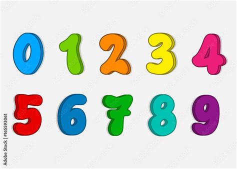 Set colorful numbers, Vector cartoon kids figures, Number icon Stock ...