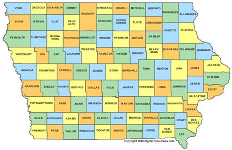 Counties of Iowa [750x486] | Iowa county map, County map, Iowa