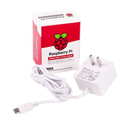 Raspberry Pi 4 Official 15W Power Supply US - White; 5.1V / 3.0A DC ...