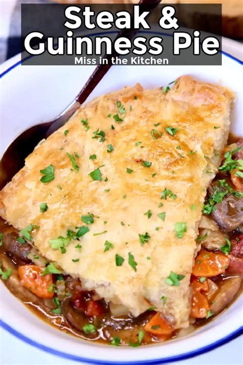 Steak and Guinness Pie is a hearty beef and mushroom pot pie cooked in ...