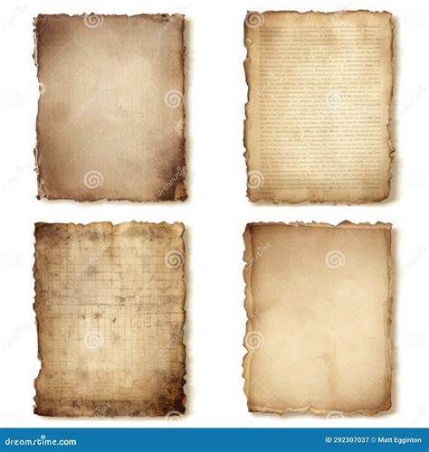 Four Vintage Paper Sheets with Torn Edges Stock Illustration ...