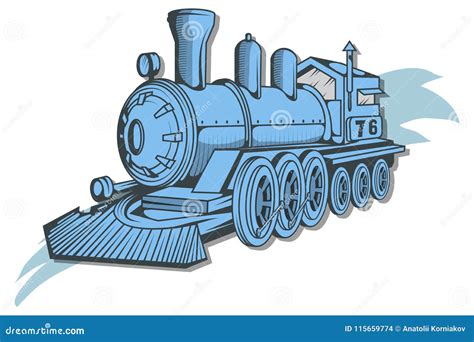 Old Train Logo. Locomotive Drawing. Steam Transport Stock Vector ...