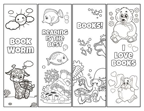 Cute Free Printable Bookmarks To Color