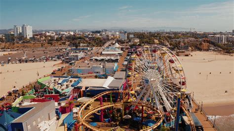 Aerial View Of Santa Monica Pier In Santa Stock Footage SBV-337707403 ...