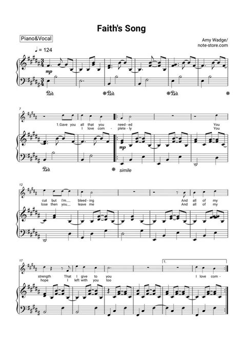 Amy Wadge - Faith's Song piano sheet music in Note-Store.com | Piano ...