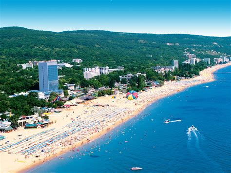 Golden Sands, Bulgaria, Beach aerial view