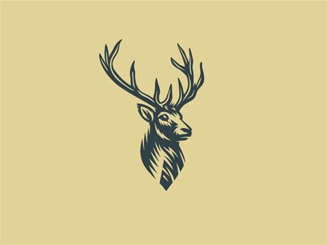 Deer Logo Engraving: Outdoor Antlers Mark Design