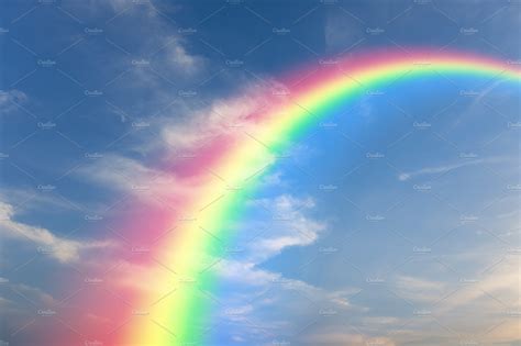 Rainbow and sunset sky background | Nature Stock Photos ~ Creative Market