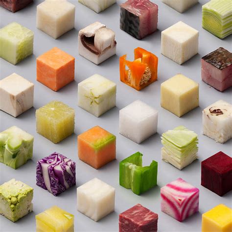 Cube Food: A Variety of Raw Foods Cut into 98 Perfect Cubes - Design Swan