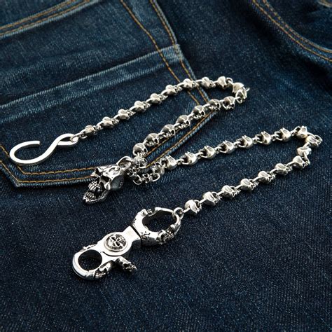 Skull Sterling Silver Biker Wallet Chain