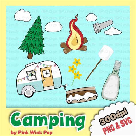 SVG PNG Vector Camping Clipart for Tee Shirts Scrapbooking Stickers ...