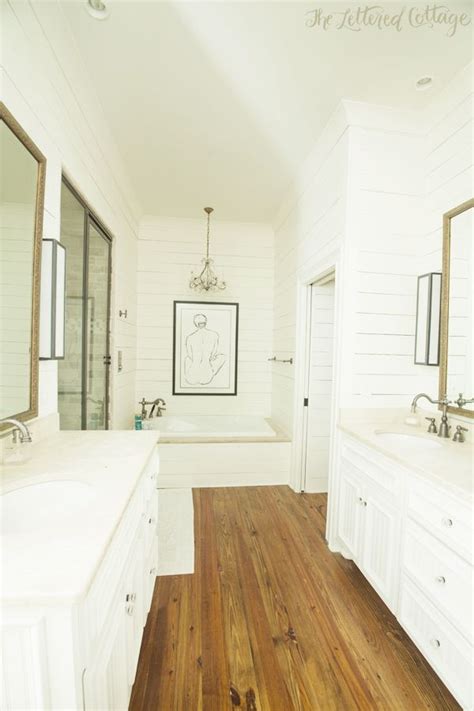 Kathy’s Wood-Walled Bathroom | The Lettered Cottage | Wood floor ...