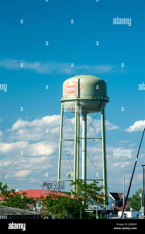 Smith Island Ferry Trip - Crisfield Water Tower Stock Photo - Alamy