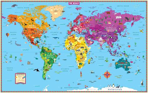 Kid's Illustrated Map of the World (RMc-10) | Nebraska Maps & More ...