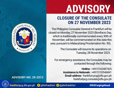 2023.11.24 – Advisory No. 29-2023 – Closure of the Consulate on 27 ...