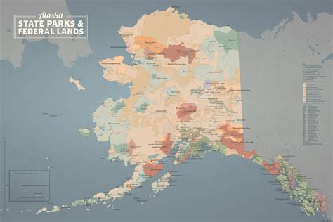 Alaska State Parks & Federal Lands Map 24x36 Poster - Best Maps Ever