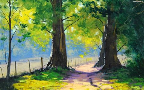 Graham Gercken, Painting, Trees, Fence Wallpapers HD / Desktop and ...