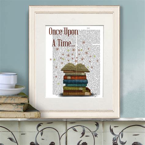 Once Upon a Time Book page art Book lovers gift Book nerd | Etsy