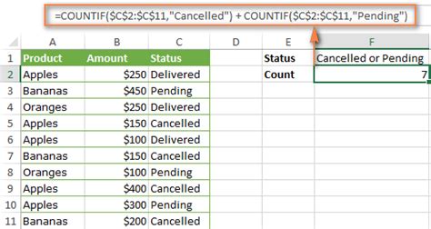 Excel COUNTIFS and COUNTIF with multiple AND / OR criteria - formula ...